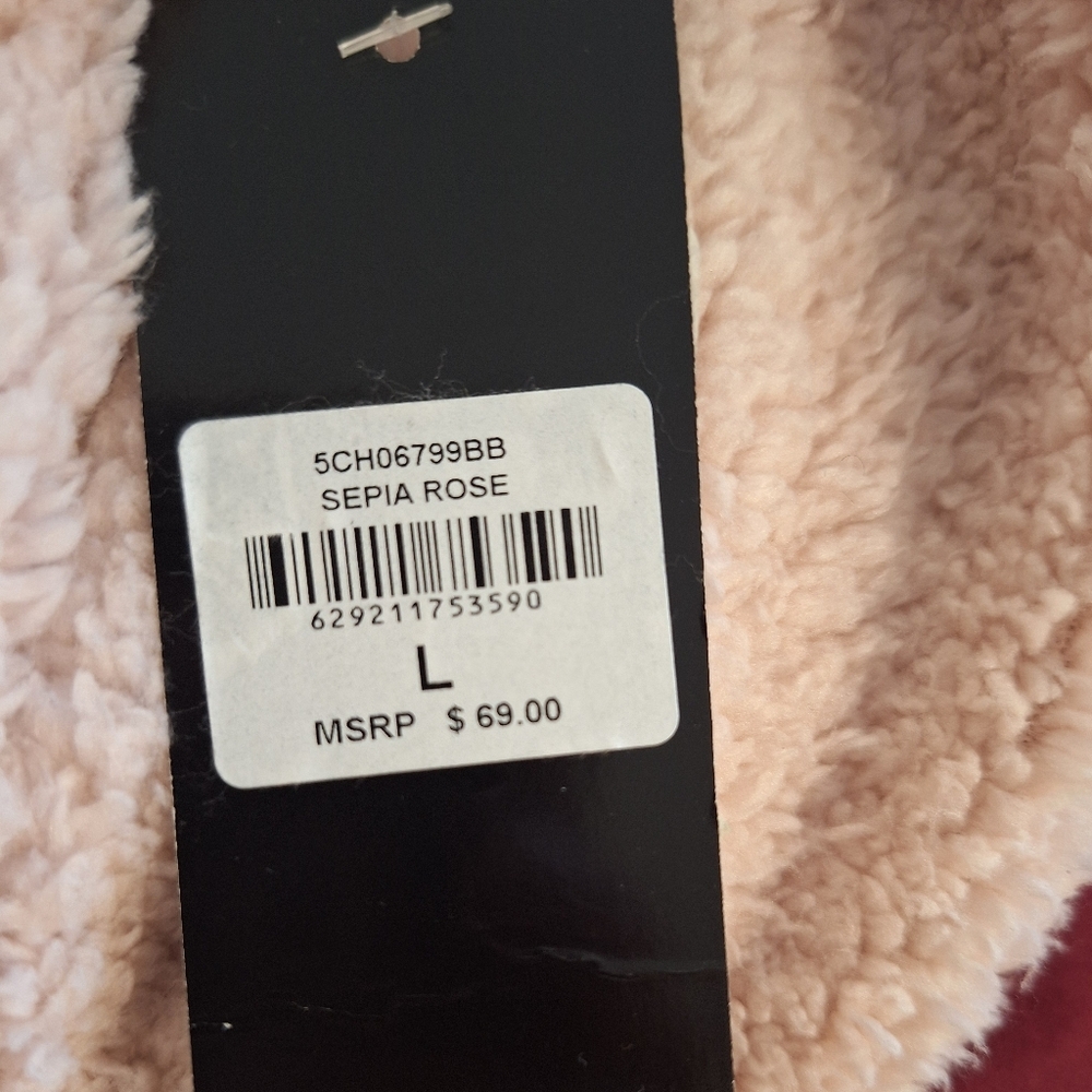 Bebe Rose Sherpa Trucker Jacket LG NWT - Picture 3 of 6